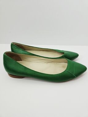 Poppy Barley Kelly Green Leather Flats Size 10 Slip On Shoes Ballet Flats
